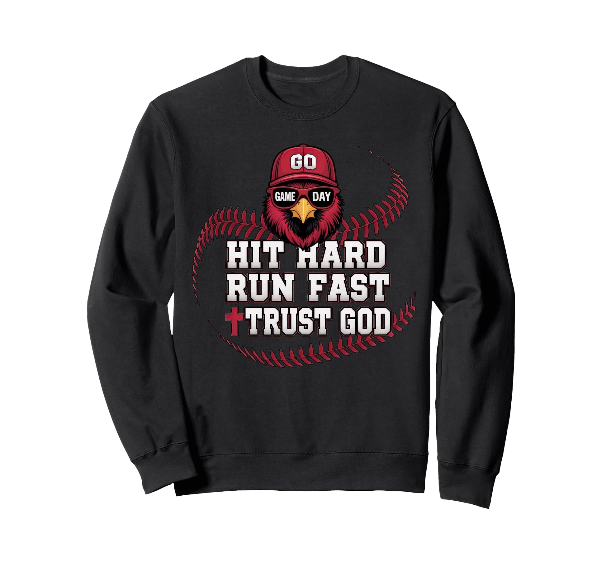 Hit Hard Run Fast Trust God Sweatshirt - Novelty Apparel for Adults - T-Shirt, Sweatshirt, Hoodie
