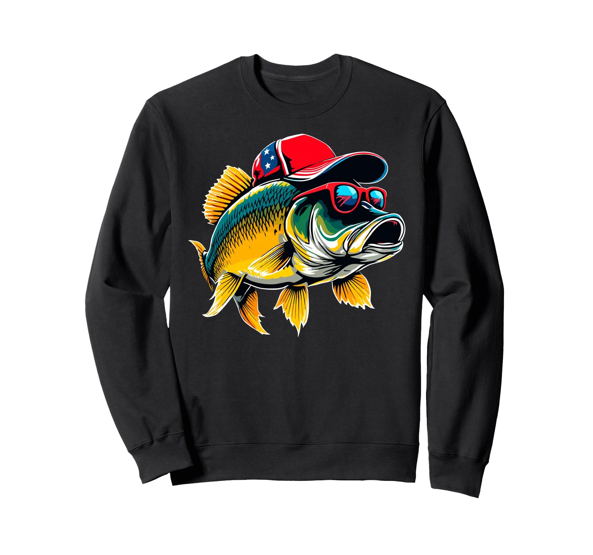 Sunglasses Bass Fishing Dad Fish Fan Sweatshirt - Minimalist Print Unisex - T-Shirt, Sweatshirt, Hoodie