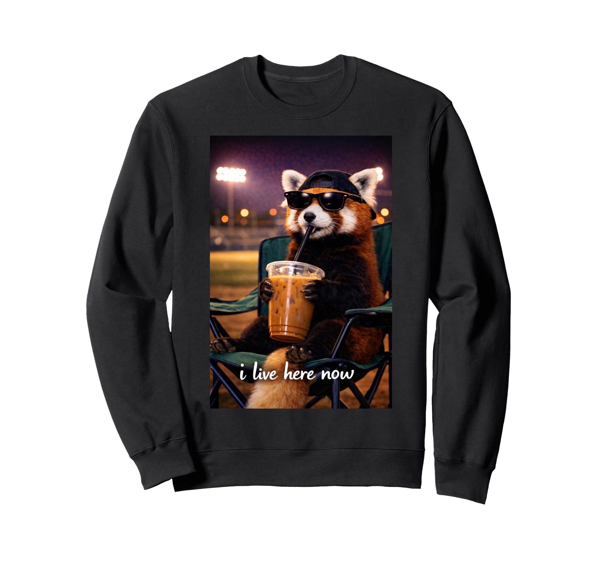 Funny Red Panda Ballfield Sweatshirt - Minimalist Print for Adults - T-Shirt, Sweatshirt, Hoodie