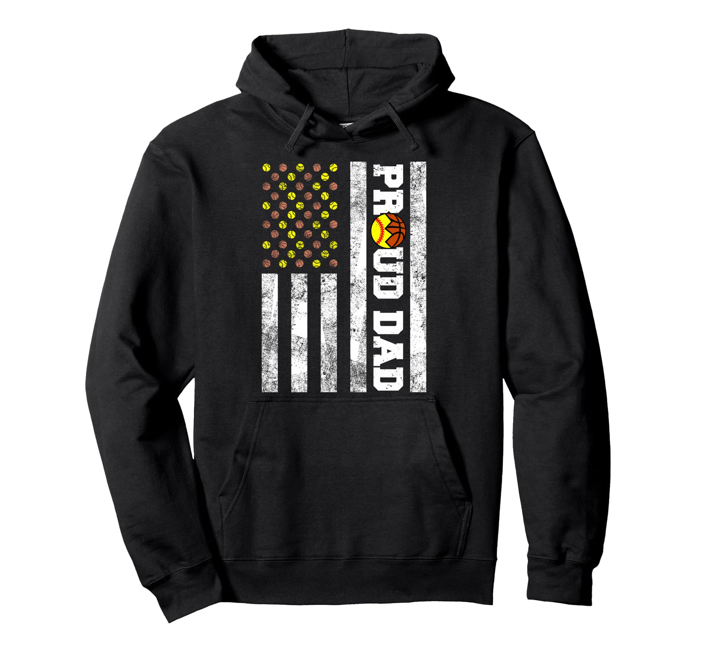 Proud Dad American Flag Funny Hoodie - Fun Novelty Design for Adults - T-Shirt, Sweatshirt, Hoodie