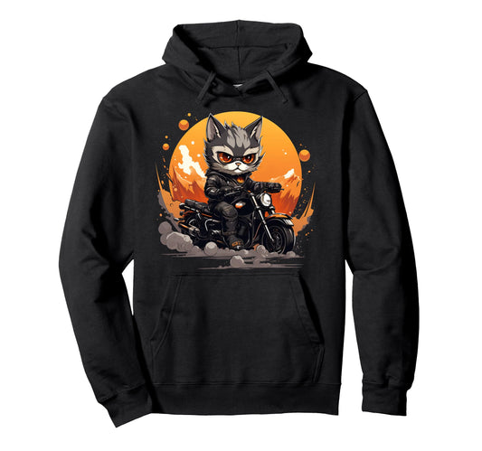 Biker Colorpoint Shorthair Cat Hoodie - Aesthetic Graphic for Adults - T-Shirt, Sweatshirt, Hoodie