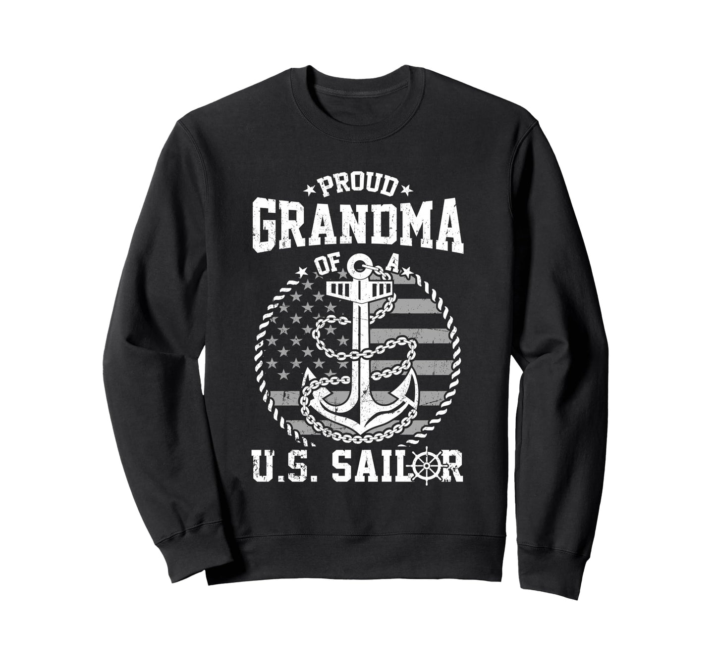 Proud Grandma Us Sailor Anchor Flag Sweatshirt - Unique Graphic Men Women - T-Shirt, Sweatshirt, Hoodie