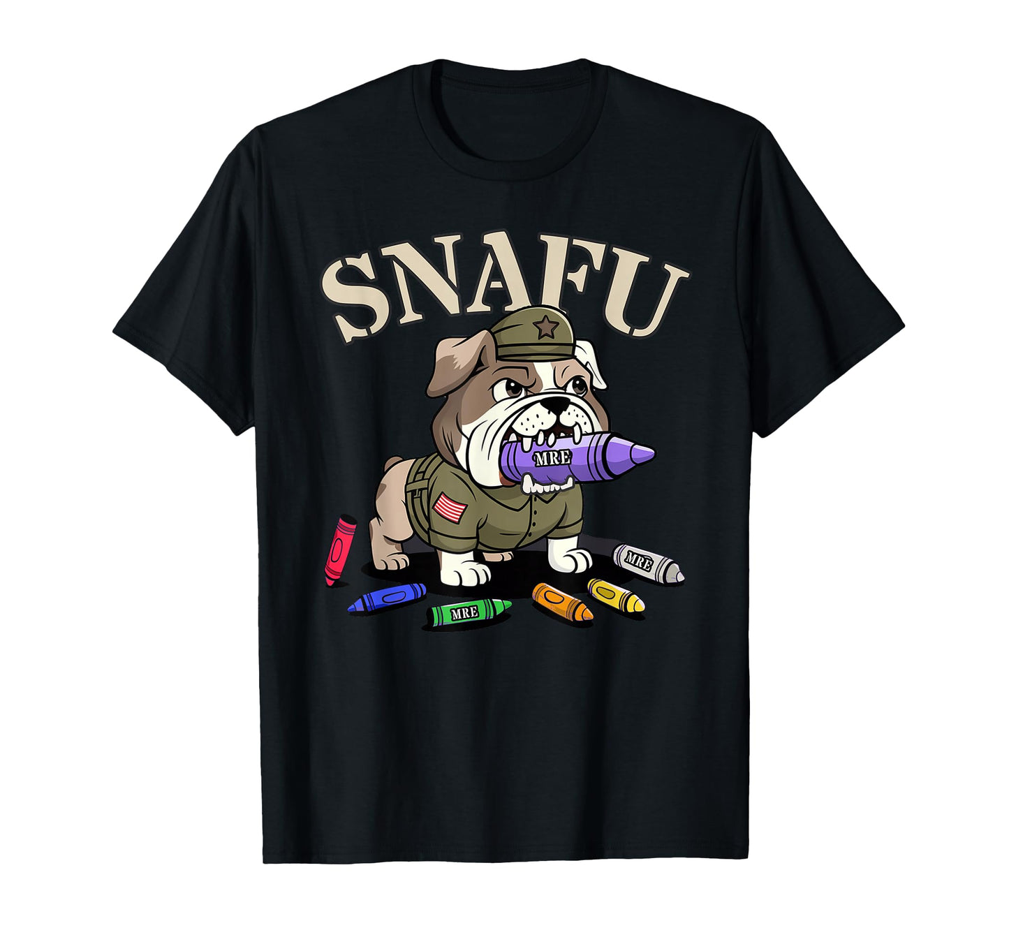 Snafu I Eat Crayons Bulldog Eater Grunt T-Shirt - Custom Art Print Unisex - T-Shirt, Sweatshirt, Hoodie