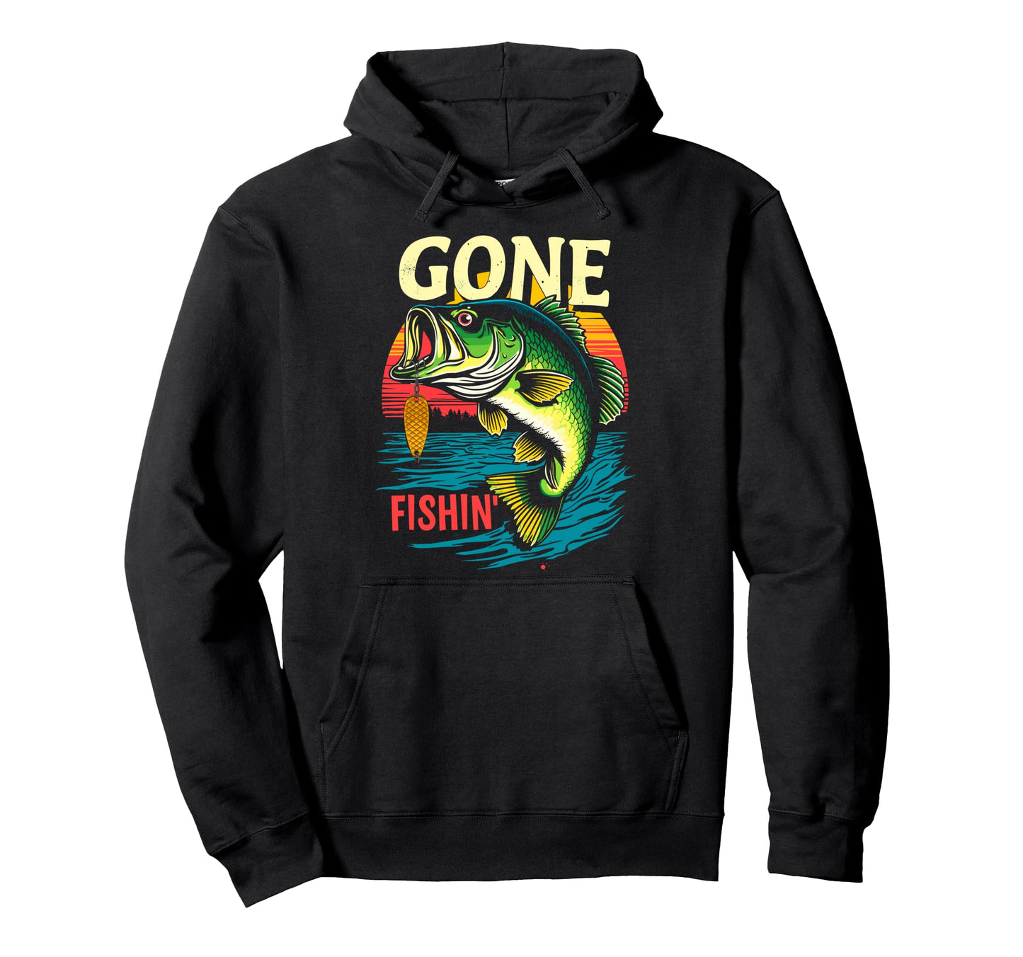 Bass Fisherman Gone Fishin Bass Fishing Hoodie - Custom Art Print Unisex - T-Shirt, Sweatshirt, Hoodie