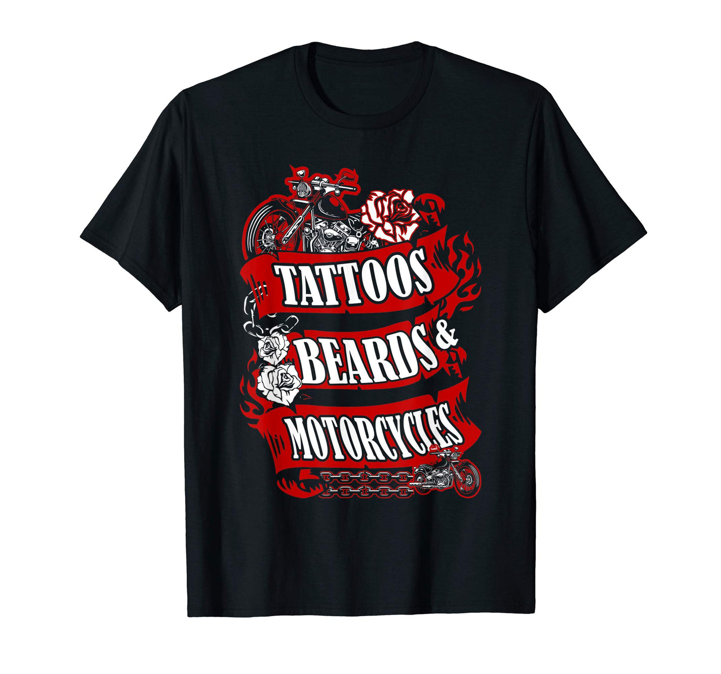 Biker Gift Tattoos Beards And T-Shirt - Fun Novelty Design for Adults - T-Shirt, Sweatshirt, Hoodie