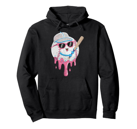 Baseball Ice Cream Drip Gamer Gifts T-Shirt - Fun Novelty Design Men Women - T-Shirt, Sweatshirt, Hoodie