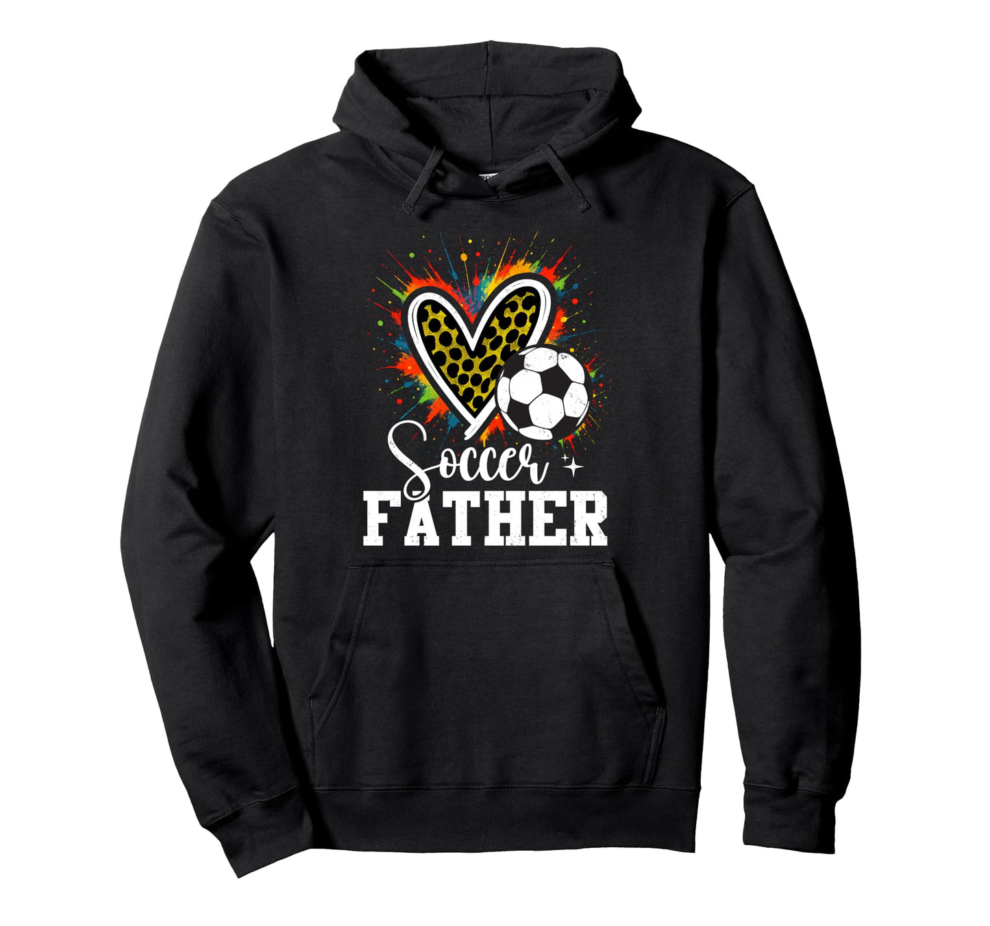 Soccer Father Leopard Heart Colorful Hoodie - Fun Novelty Design Men Women - T-Shirt, Sweatshirt, Hoodie