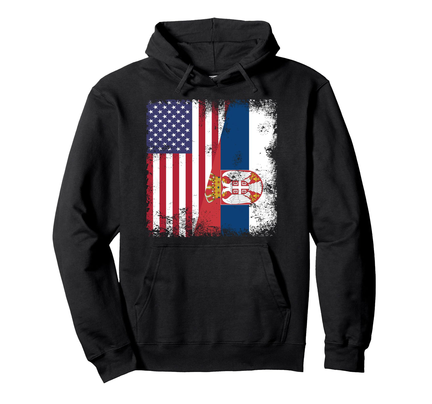 Half Serbian Flag Serbia Usa Gift Hoodie - Streetwear Style Unisex - T-Shirt, Sweatshirt, Hoodie