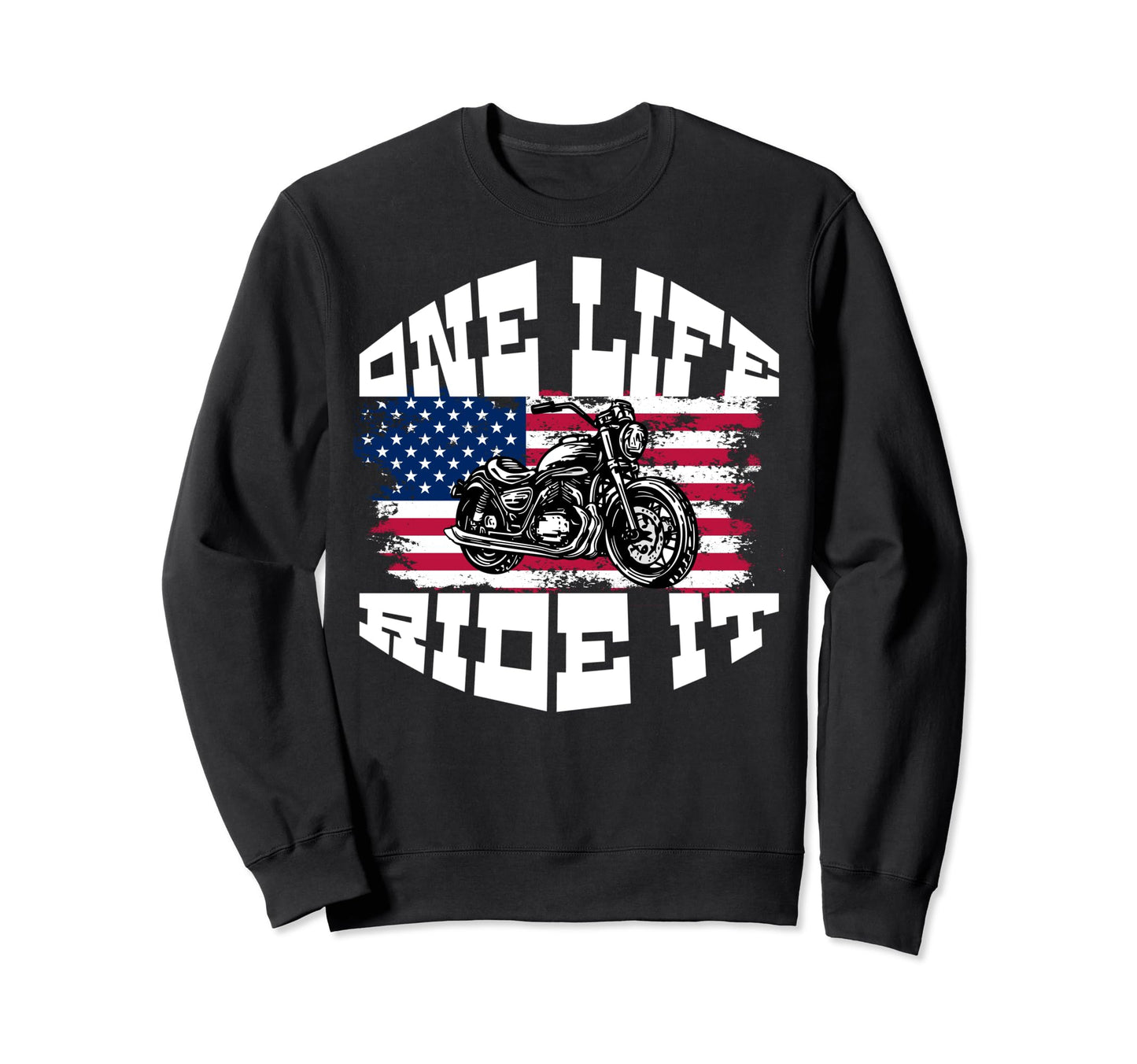 Us Flag Biker Dad Motorcycle Sweatshirt - Custom Art Print for Adults - T-Shirt, Sweatshirt, Hoodie