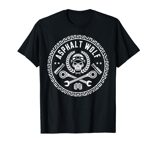 Asphalt Wolf Motorcycle Grandpa Dad T-Shirt - Trendy Graphic Men Women - T-Shirt, Sweatshirt, Hoodie
