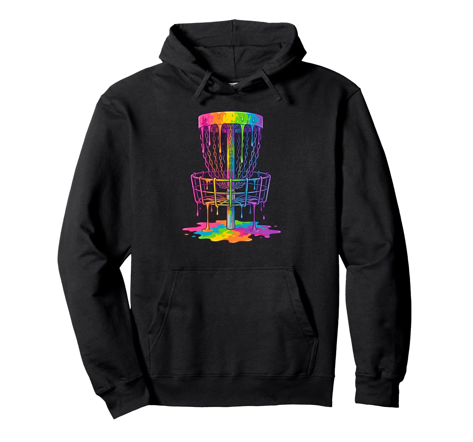 Disc Golf Basket Colorful Drip Disc Hoodie - Streetwear Style Men Women - T-Shirt, Sweatshirt, Hoodie