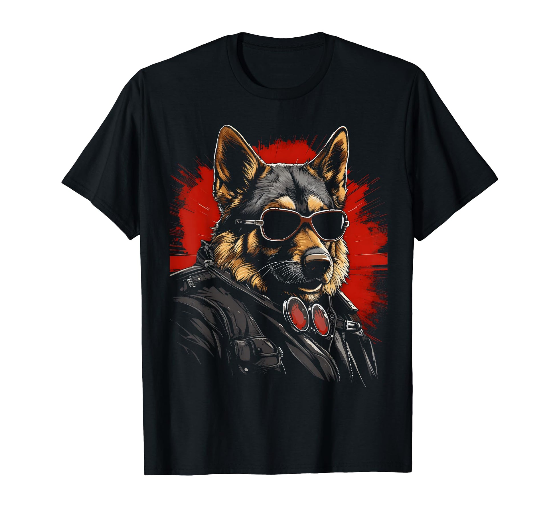 Motorcycle Dad Biker Dog German T-Shirt - Fun Novelty Design Men Women - T-Shirt, Sweatshirt, Hoodie