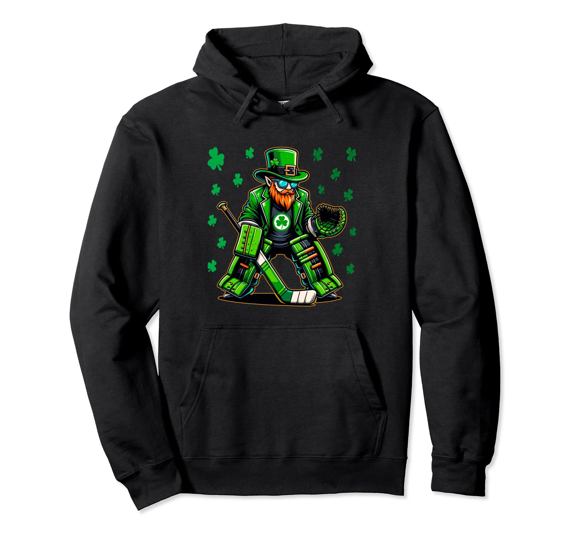 Hockey Goalie Saint Patricks Day Hoodie - Casual Everyday Wear for Adults - T-Shirt, Sweatshirt, Hoodie