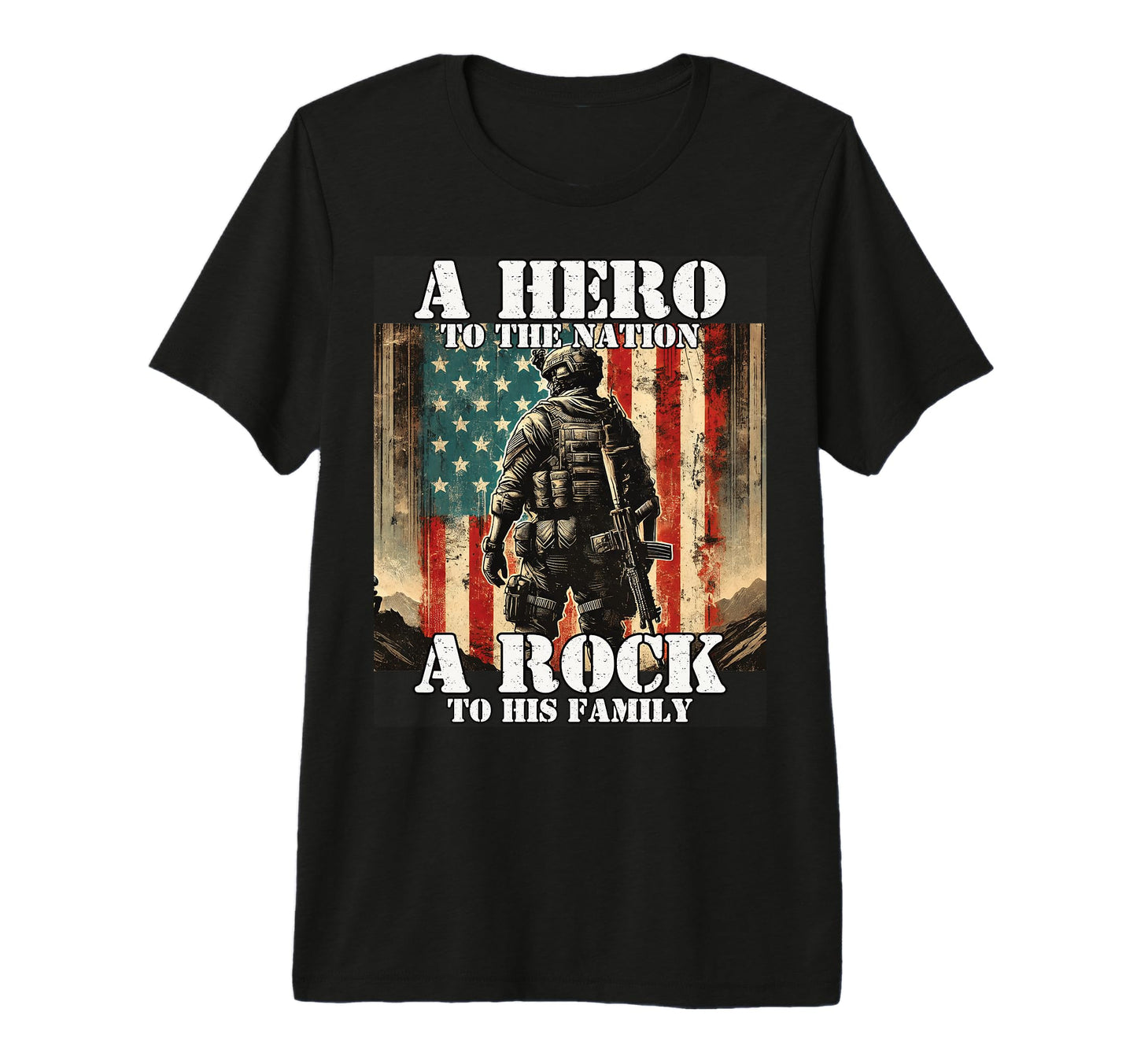 Hero To Nation Rock To His Family Military T-Shirt - Trendy Graphic Unisex - T-Shirt, Sweatshirt, Hoodie