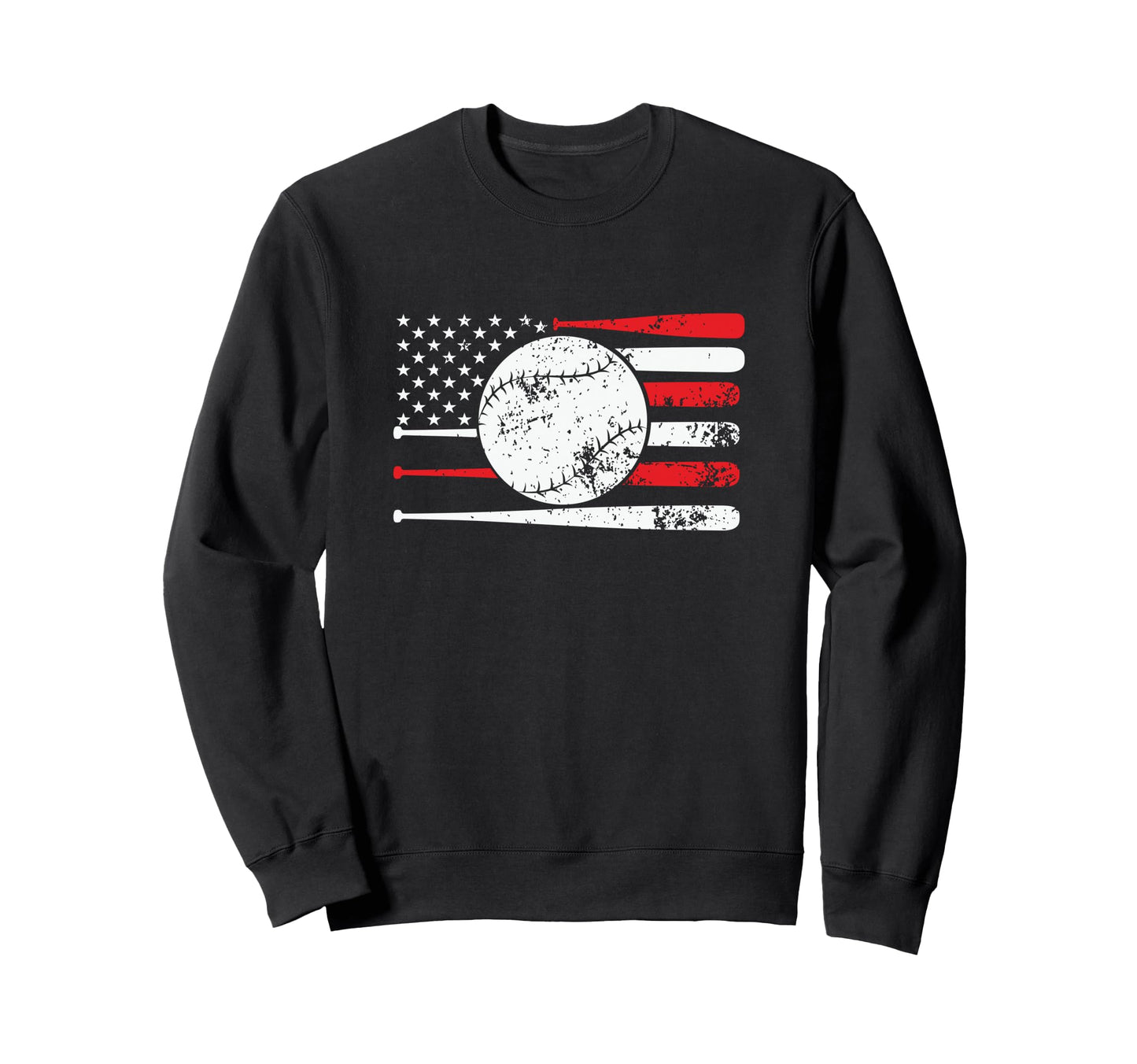 Baseball Usa American Flag Sweatshirt - Minimalist Print for Adults - T-Shirt, Sweatshirt, Hoodie