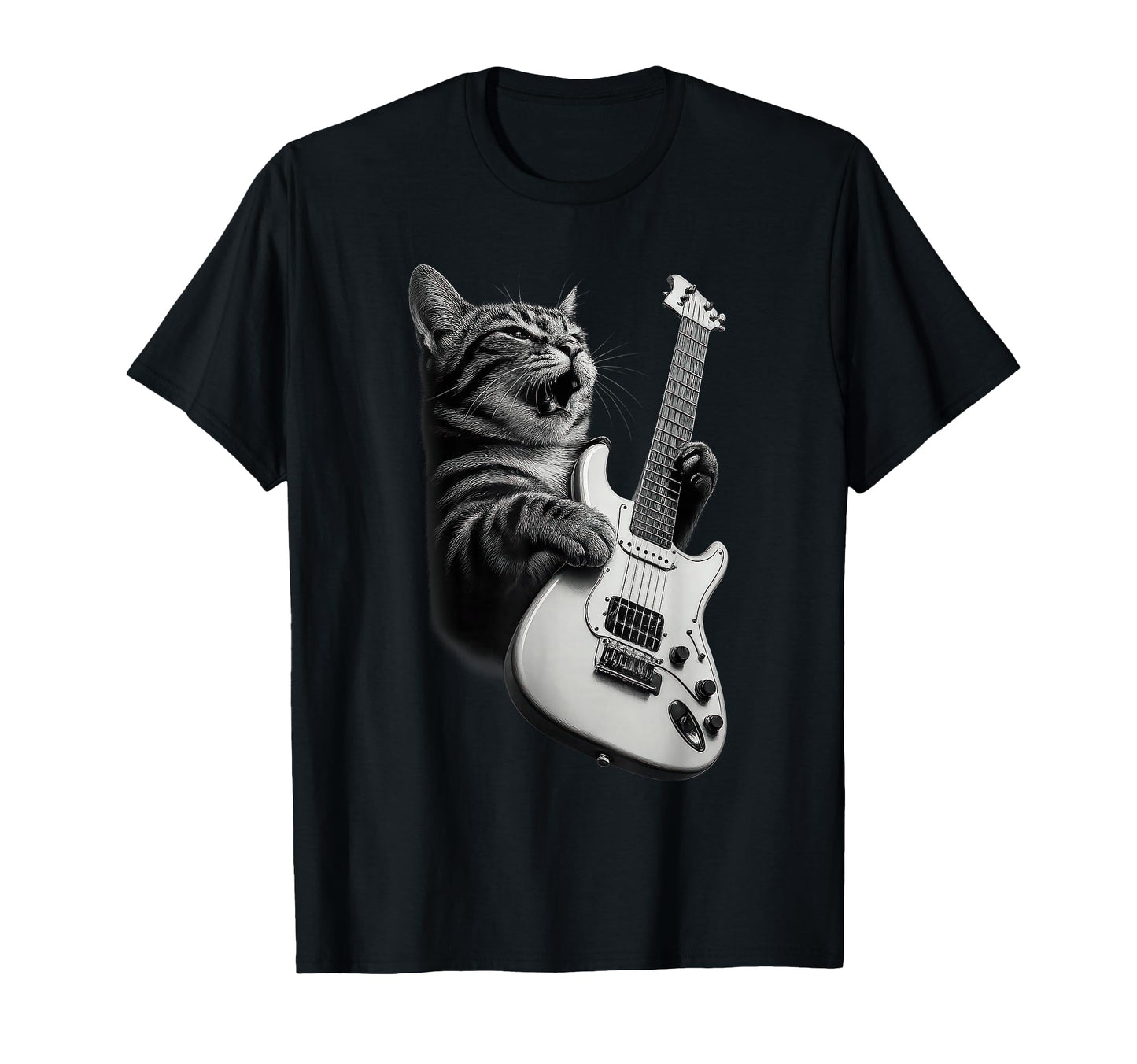Rock Cat Playing Guitar Funny Guitar T-Shirt - Novelty Apparel Men Women - T-Shirt, Sweatshirt, Hoodie