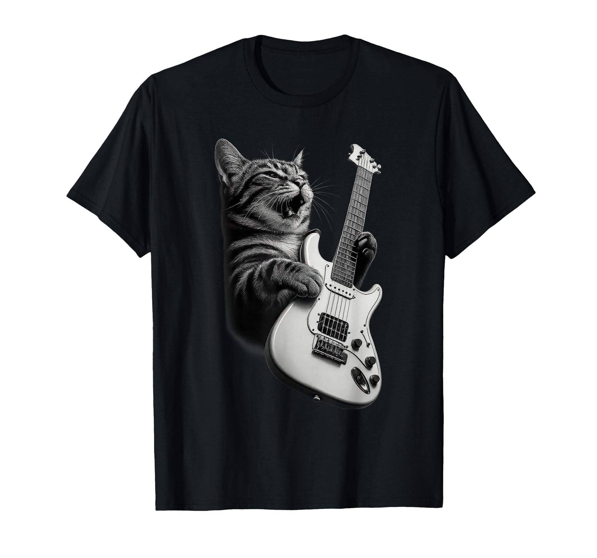 Rock Cat Playing Guitar Funny Guitar T-Shirt - Novelty Apparel Men Women - T-Shirt, Sweatshirt, Hoodie