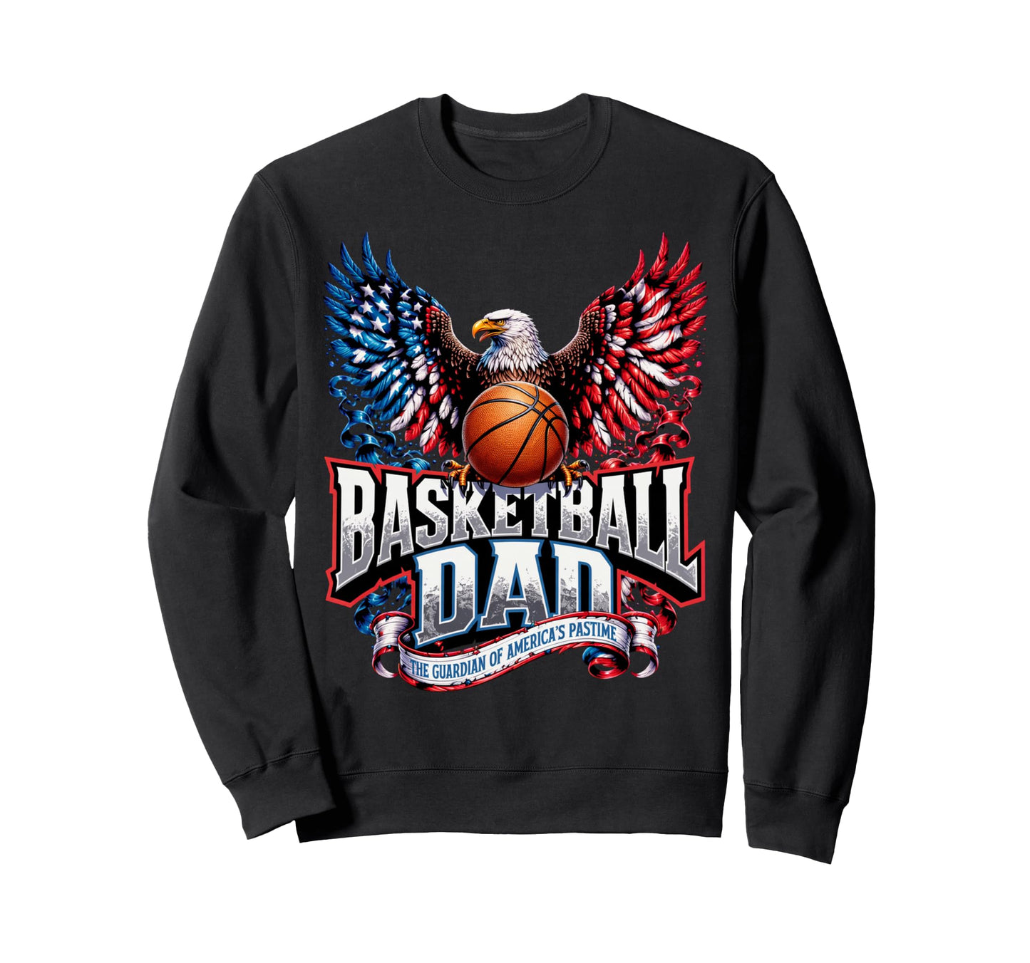 Basketball Dad American Flag Sweatshirt - Trendy Graphic for Adults - T-Shirt, Sweatshirt, Hoodie
