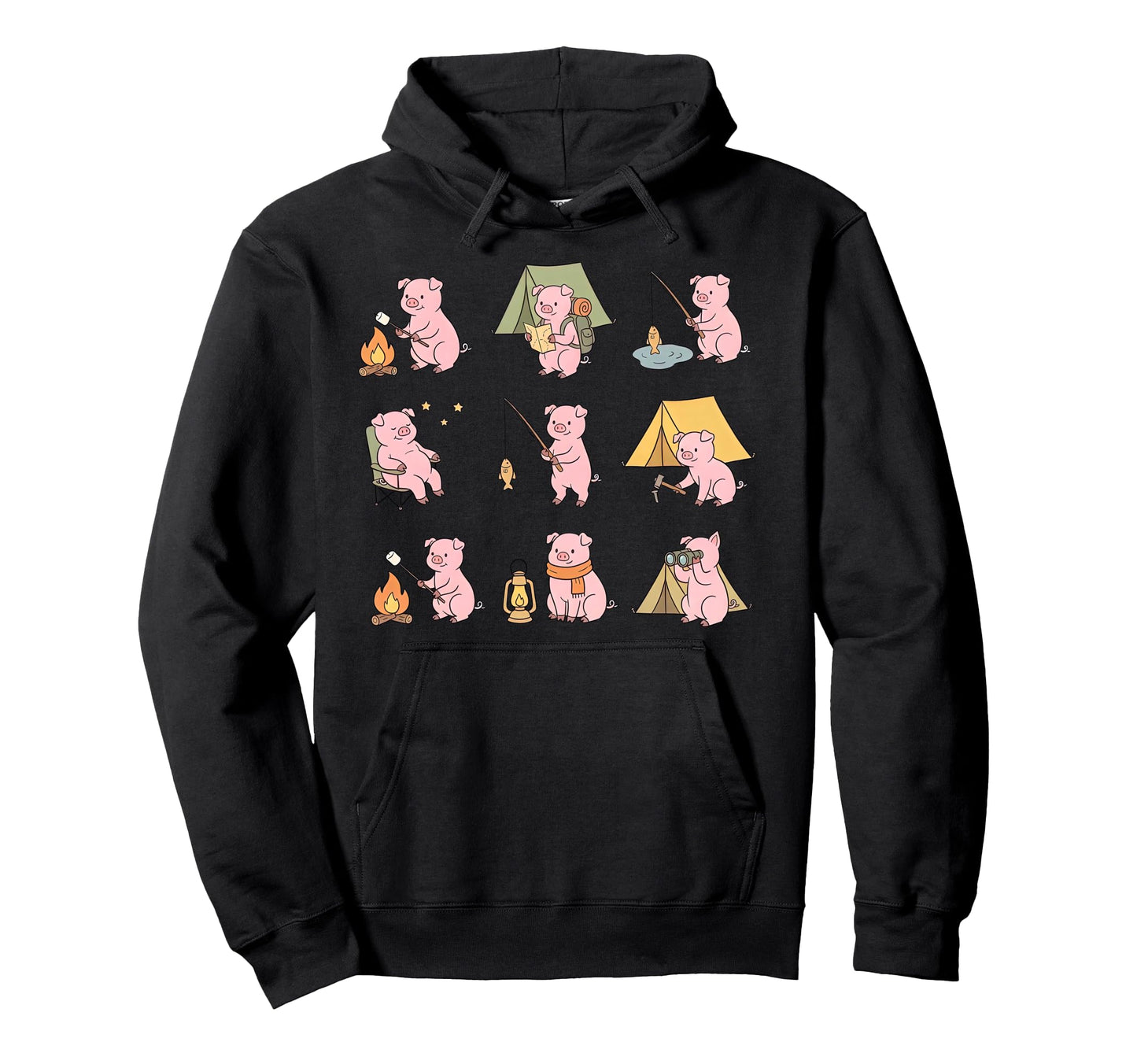 Pig Camping Camper Outdoor Adventure Hoodie - Unique Graphic for Adults - T-Shirt, Sweatshirt, Hoodie