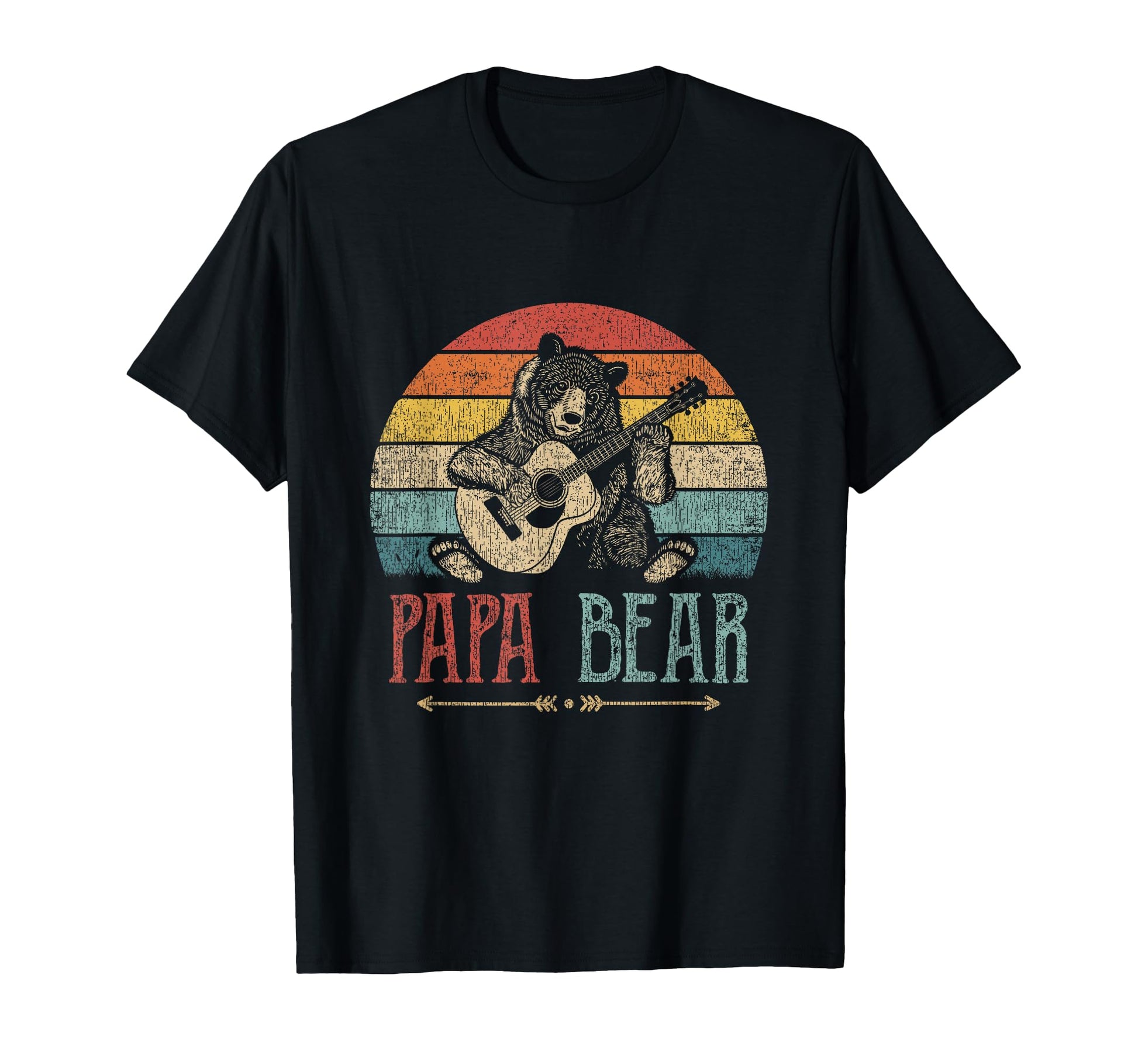 Papa Bear Fathers Day Dad Guitar T-Shirt - Minimalist Print Men Women - T-Shirt, Sweatshirt, Hoodie