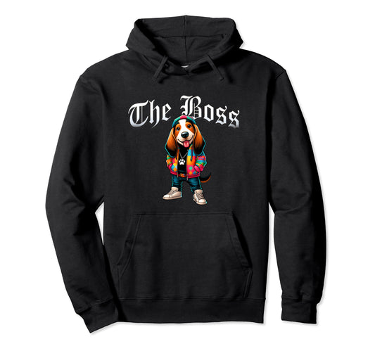 Basset Hound Dog Boss Jacket Outfit Hoodie - Minimalist Print Men Women - T-Shirt, Sweatshirt, Hoodie