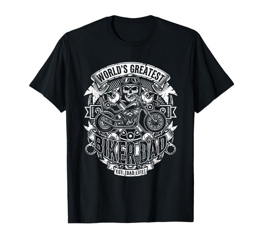 Biker Dad Ride Motorcycles Fathers Day T-Shirt - Unique Graphic Men Women - T-Shirt, Sweatshirt, Hoodie