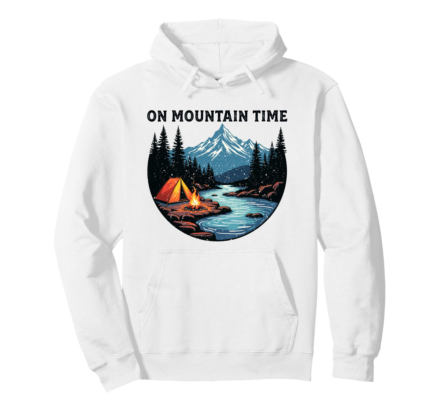 Mountain Time Distressed Nature Hoodie - Casual Everyday Wear Unisex - T-Shirt, Sweatshirt, Hoodie
