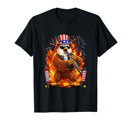 4Th July Eagle Playing Clarinet T-Shirt - Unique Graphic for Adults - T-Shirt, Sweatshirt, Hoodie