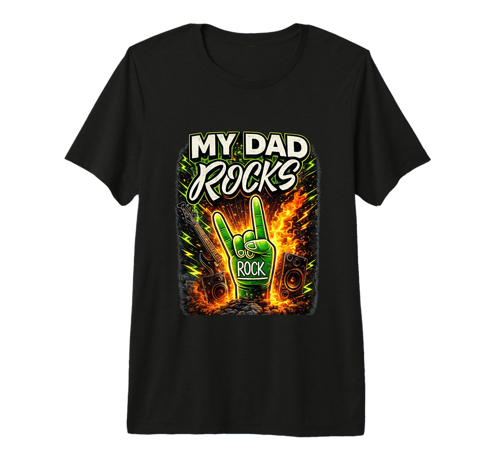 My Dad Rocks Rock Music Dad Guitar T-Shirt - Fun Novelty Design Men Women - T-Shirt, Sweatshirt, Hoodie