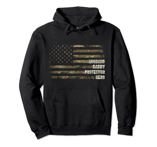 American Flag Fathers Day Daddy Husband Hoodie - Trendy Graphic Unisex - T-Shirt, Sweatshirt, Hoodie
