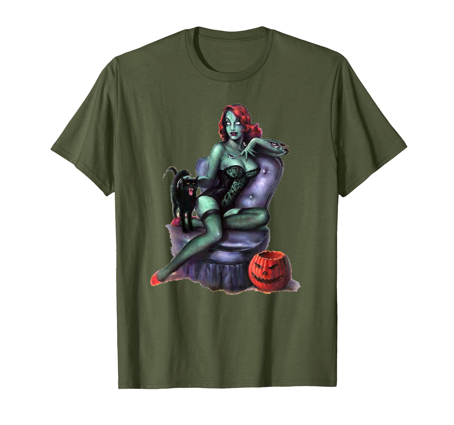 Zombie Pin Up Halloween T-Shirt - Graphic Print Unisex - T-Shirt, Sweatshirt, Hoodie
