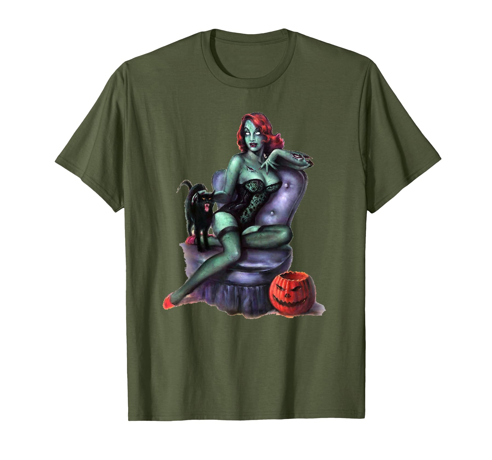 Zombie Pin Up Halloween T-Shirt - Graphic Print Unisex - T-Shirt, Sweatshirt, Hoodie