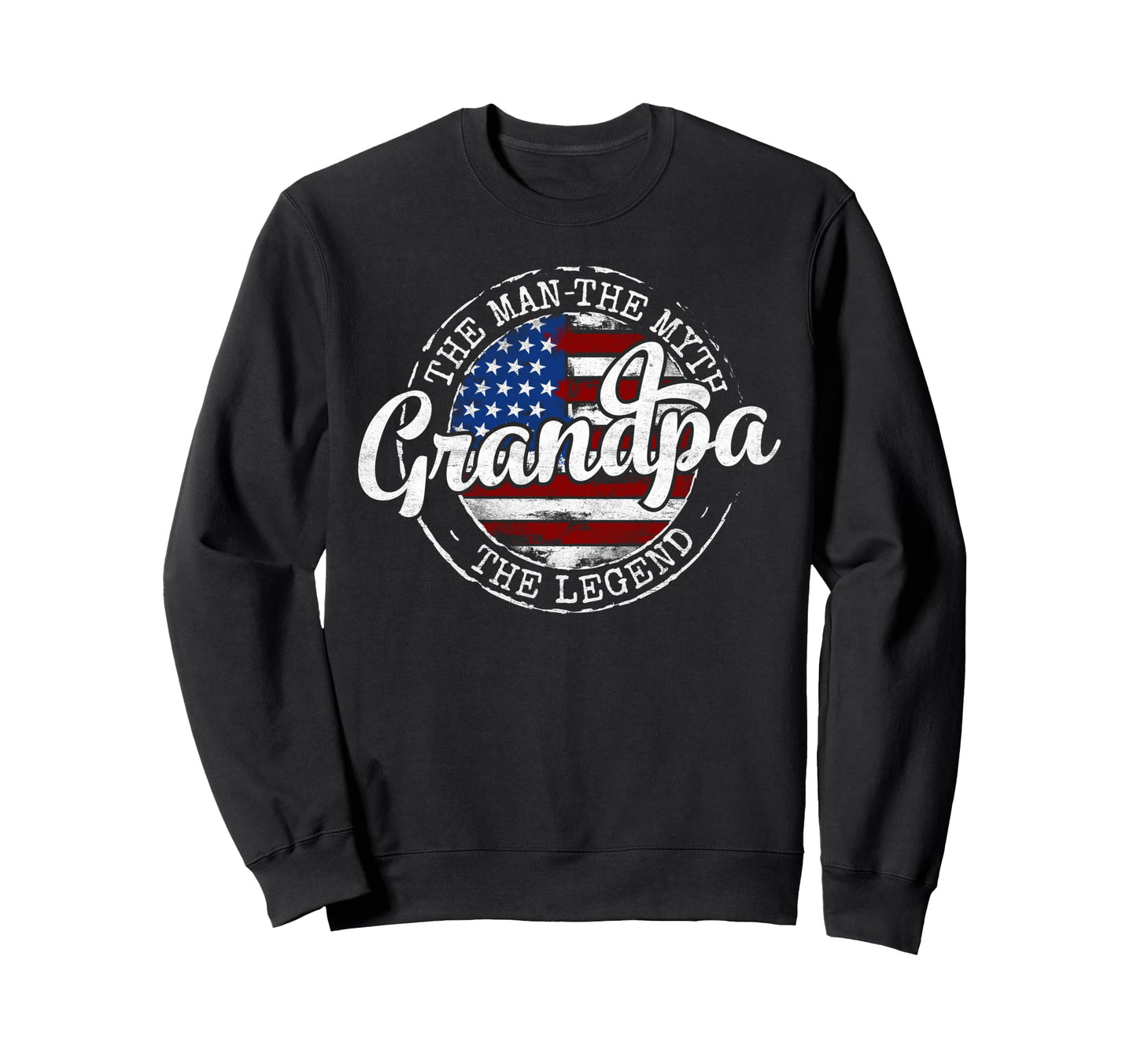 Grandpa Myth Legend Usa Flag Sweatshirt - Casual Everyday Wear for Adults - T-Shirt, Sweatshirt, Hoodie