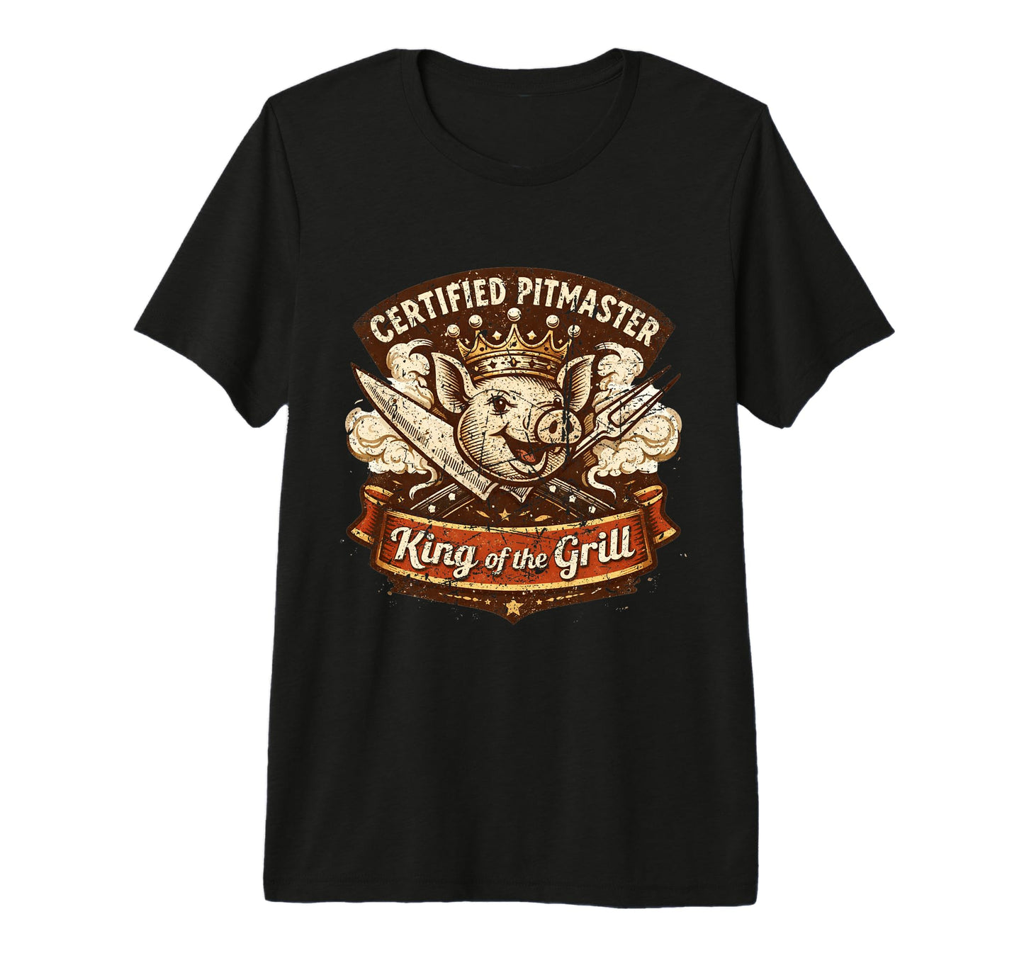 Certified Pitmaster Bbq Dad King Grill T-Shirt - Trendy Graphic for Adults - T-Shirt, Sweatshirt, Hoodie