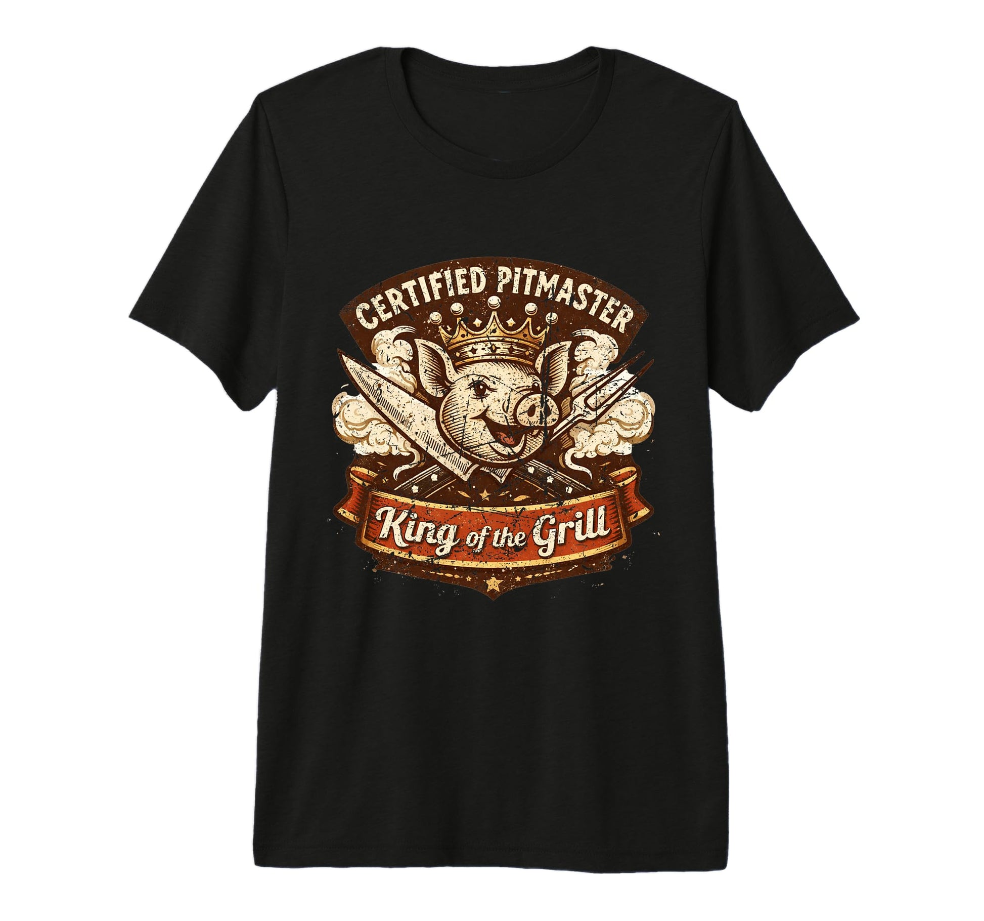 Certified Pitmaster Bbq Dad King Grill T-Shirt - Trendy Graphic for Adults - T-Shirt, Sweatshirt, Hoodie