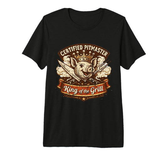 Certified Pitmaster Bbq Dad King Grill T-Shirt - Trendy Graphic for Adults - T-Shirt, Sweatshirt, Hoodie
