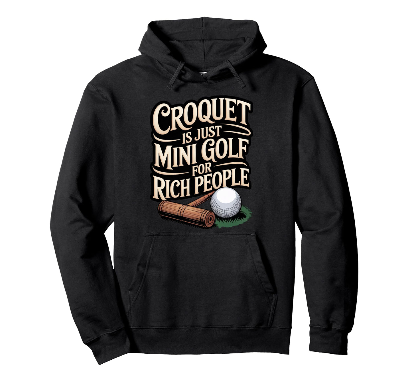 Mini Golf Rich People Croquet Player Hoodie - Minimalist Print for Adults - T-Shirt, Sweatshirt, Hoodie