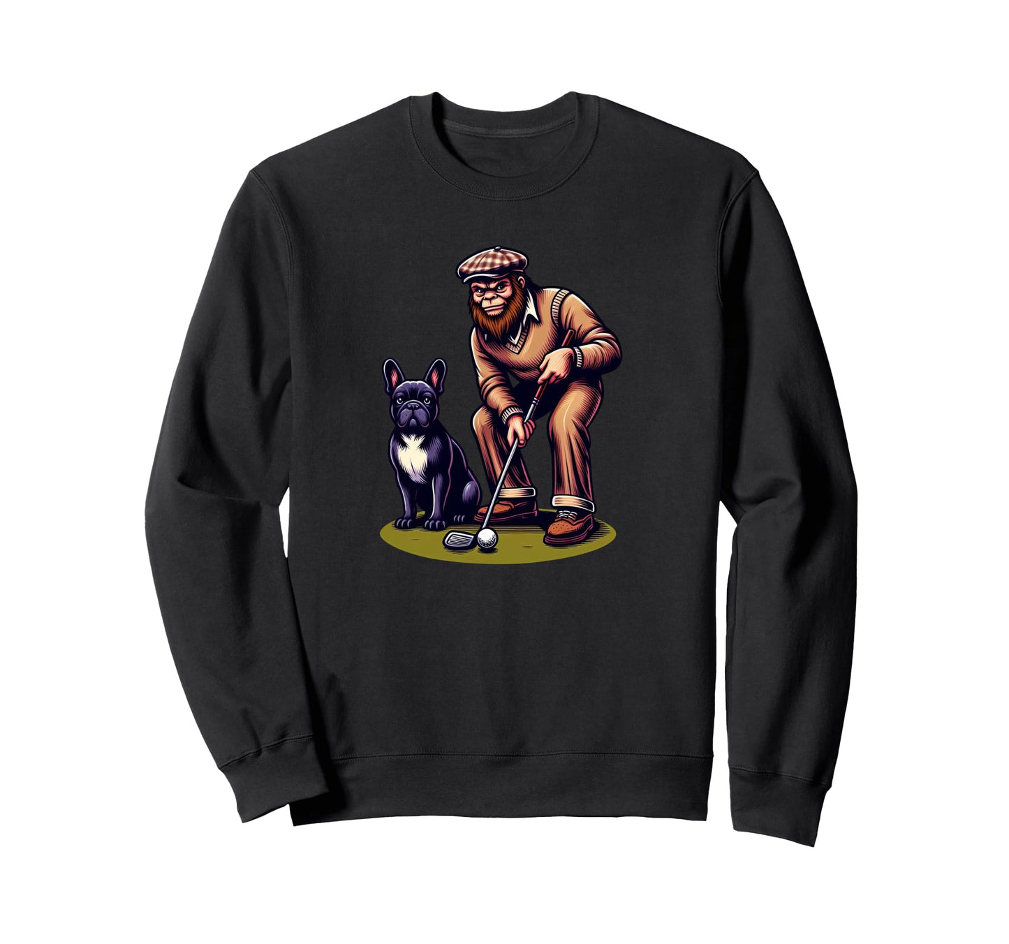 French Bulldog Bigfoot Sasquatch Sweatshirt - Unique Graphic for Adults - T-Shirt, Sweatshirt, Hoodie