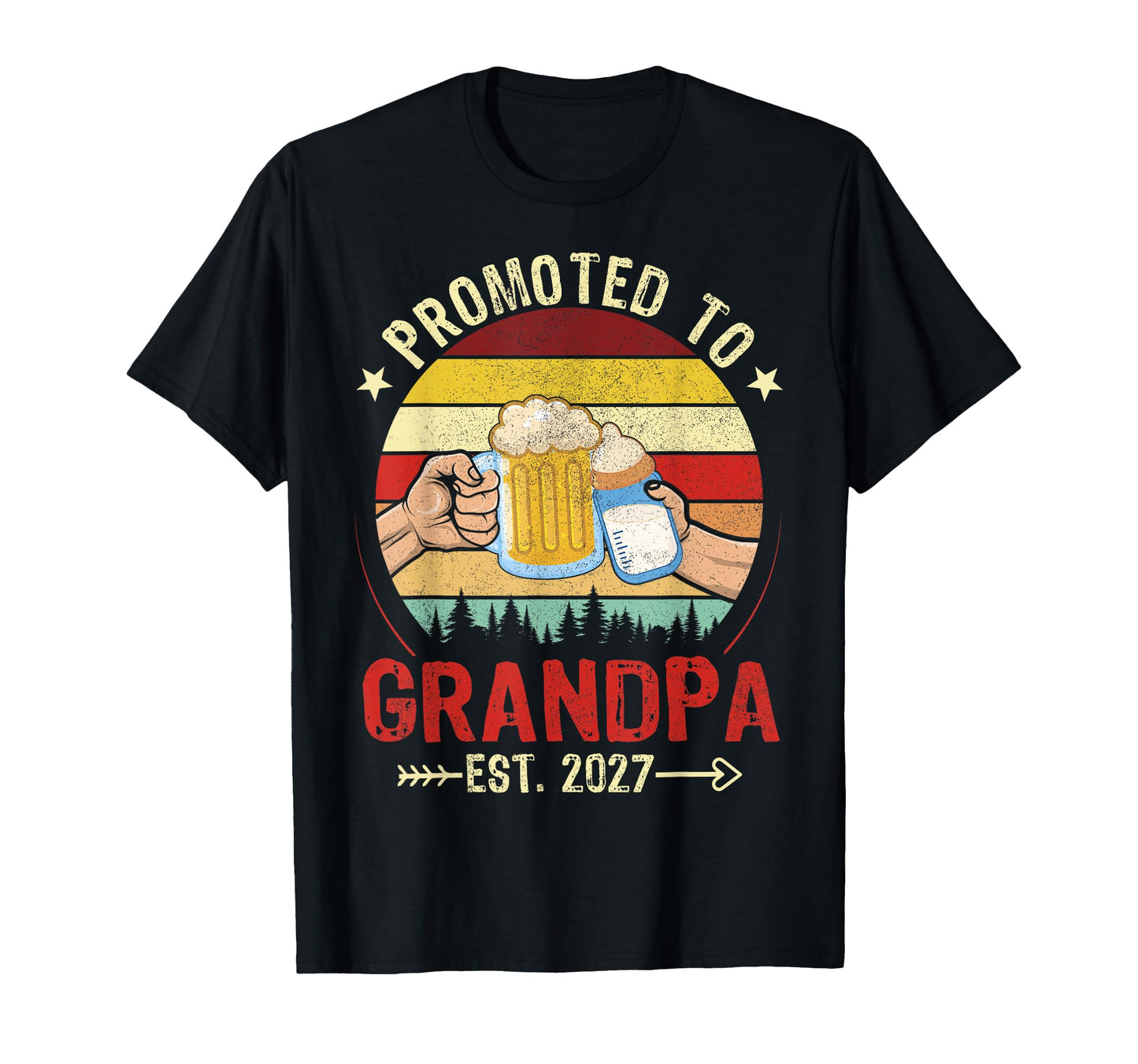 Promoted To Grandpa Est 2027 Grandparents T-Shirt - Unique Graphic Unisex - T-Shirt, Sweatshirt, Hoodie