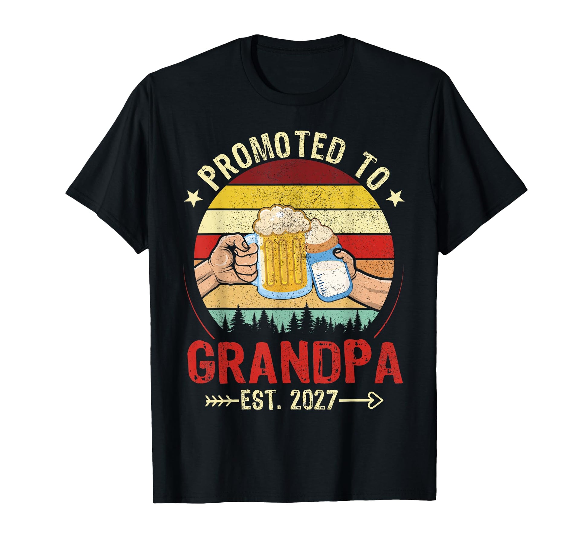 Promoted To Grandpa Est 2027 Grandparents T-Shirt - Unique Graphic Unisex - T-Shirt, Sweatshirt, Hoodie
