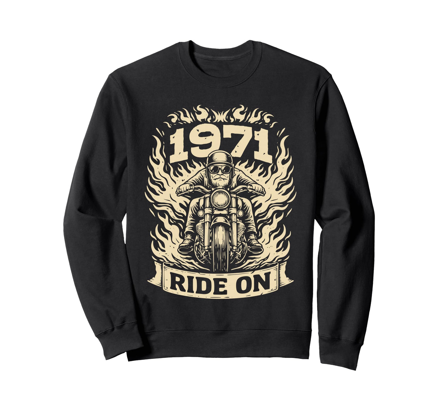 Biker 1971 Ride Birthday Motorcycle Rider Sweatshirt - Graphic Print Unisex - T-Shirt, Sweatshirt, Hoodie