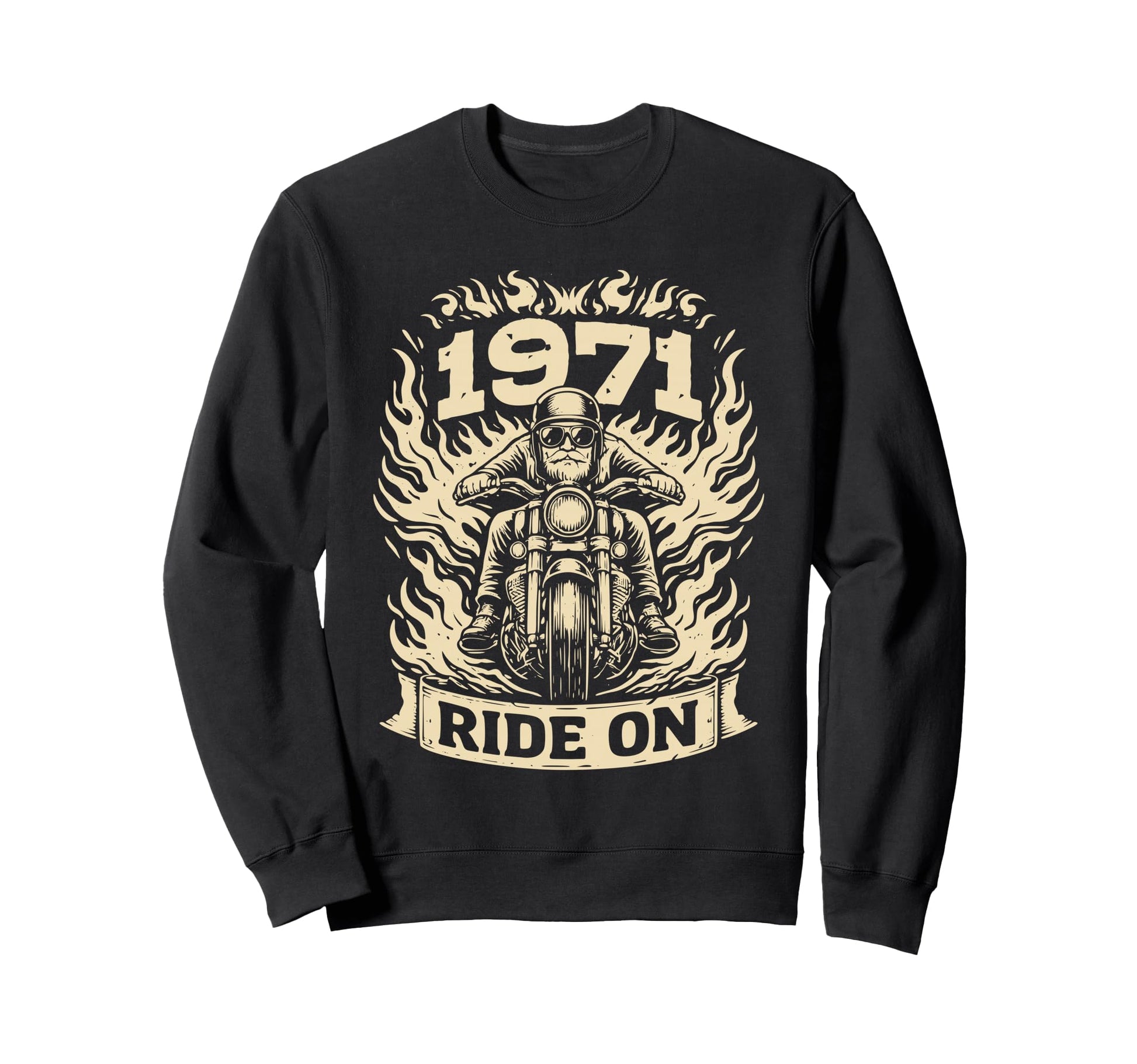 Biker 1971 Ride Birthday Motorcycle Rider Sweatshirt - Graphic Print Unisex - T-Shirt, Sweatshirt, Hoodie