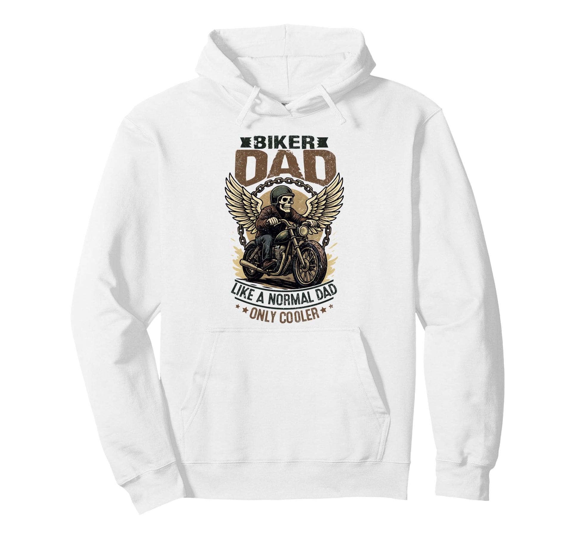 Biker Dad Skeleton Riding Motorcycle Hoodie - Novelty Apparel Unisex - T-Shirt, Sweatshirt, Hoodie