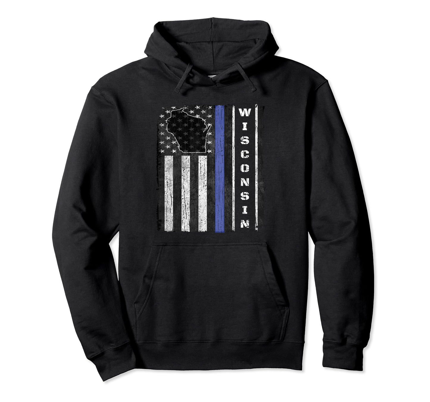 Wisconsin Thin Blue Line Police Flag Cop Hoodie - Streetwear Style Unisex - T-Shirt, Sweatshirt, Hoodie