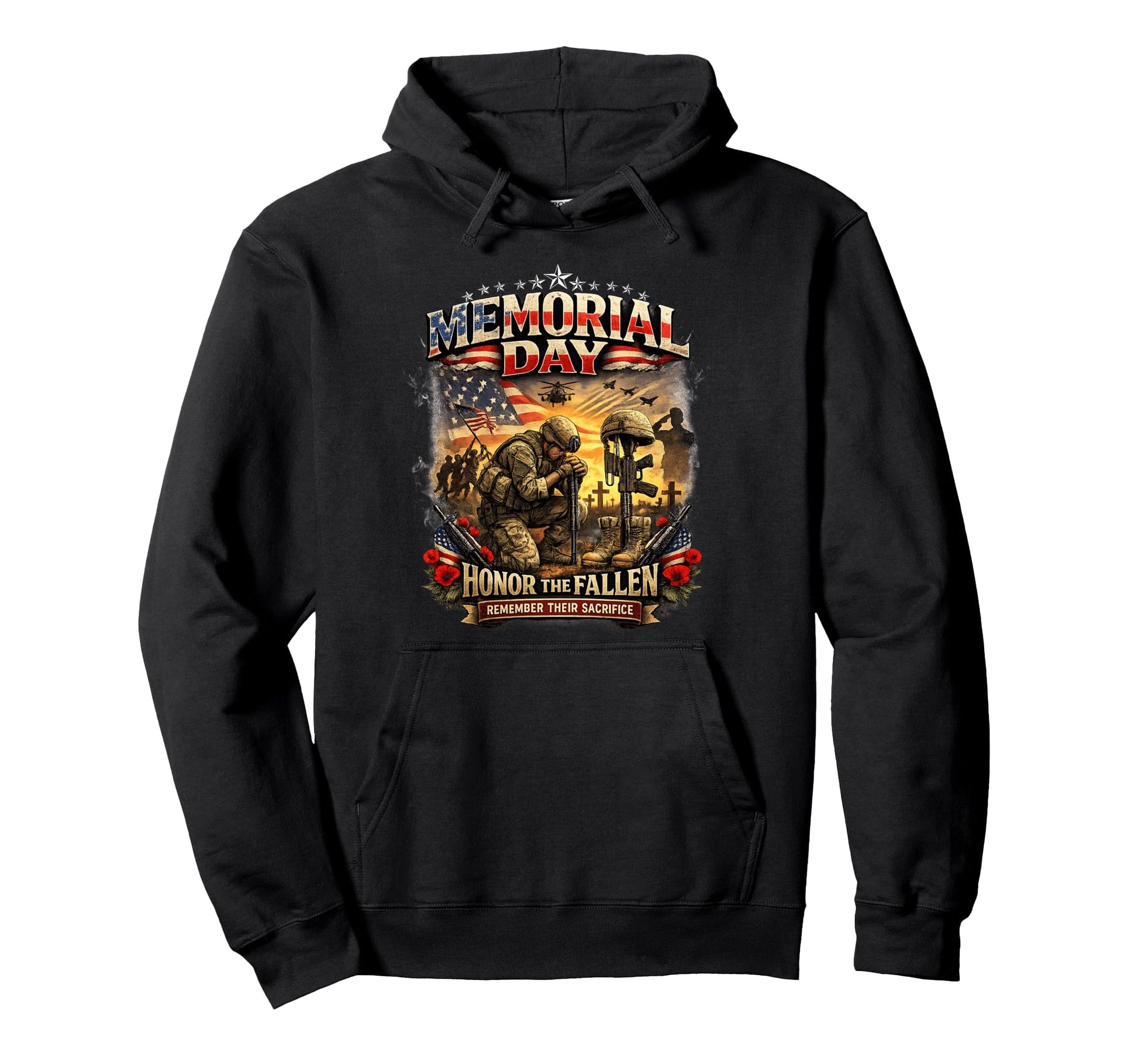Memorial Day Honor Fallen Patriotic Hoodie - Casual Everyday Wear Unisex - T-Shirt, Sweatshirt, Hoodie