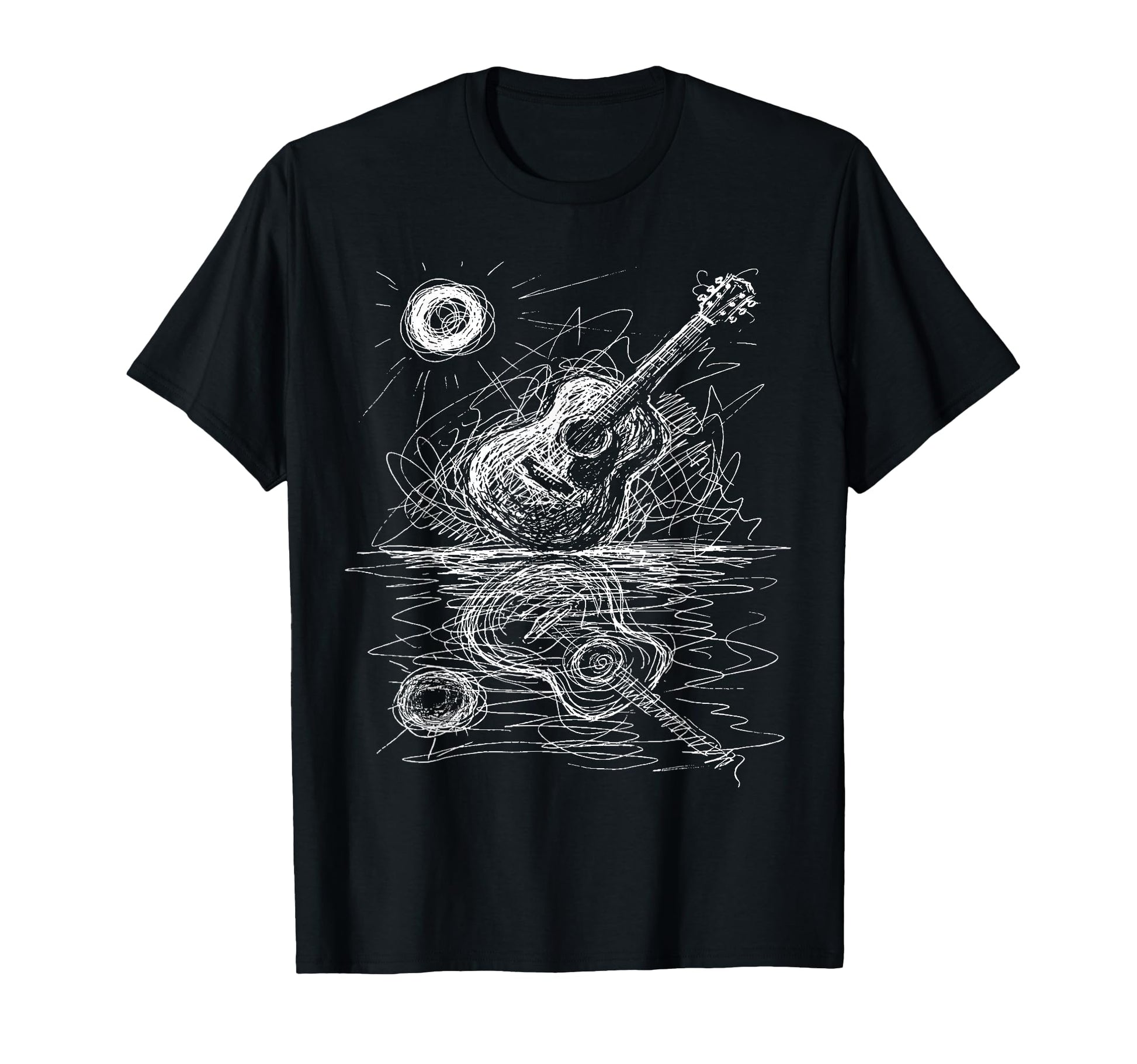 Guitar Lake Reflection Shadow T-Shirt - Streetwear Style Men Women - T-Shirt, Sweatshirt, Hoodie