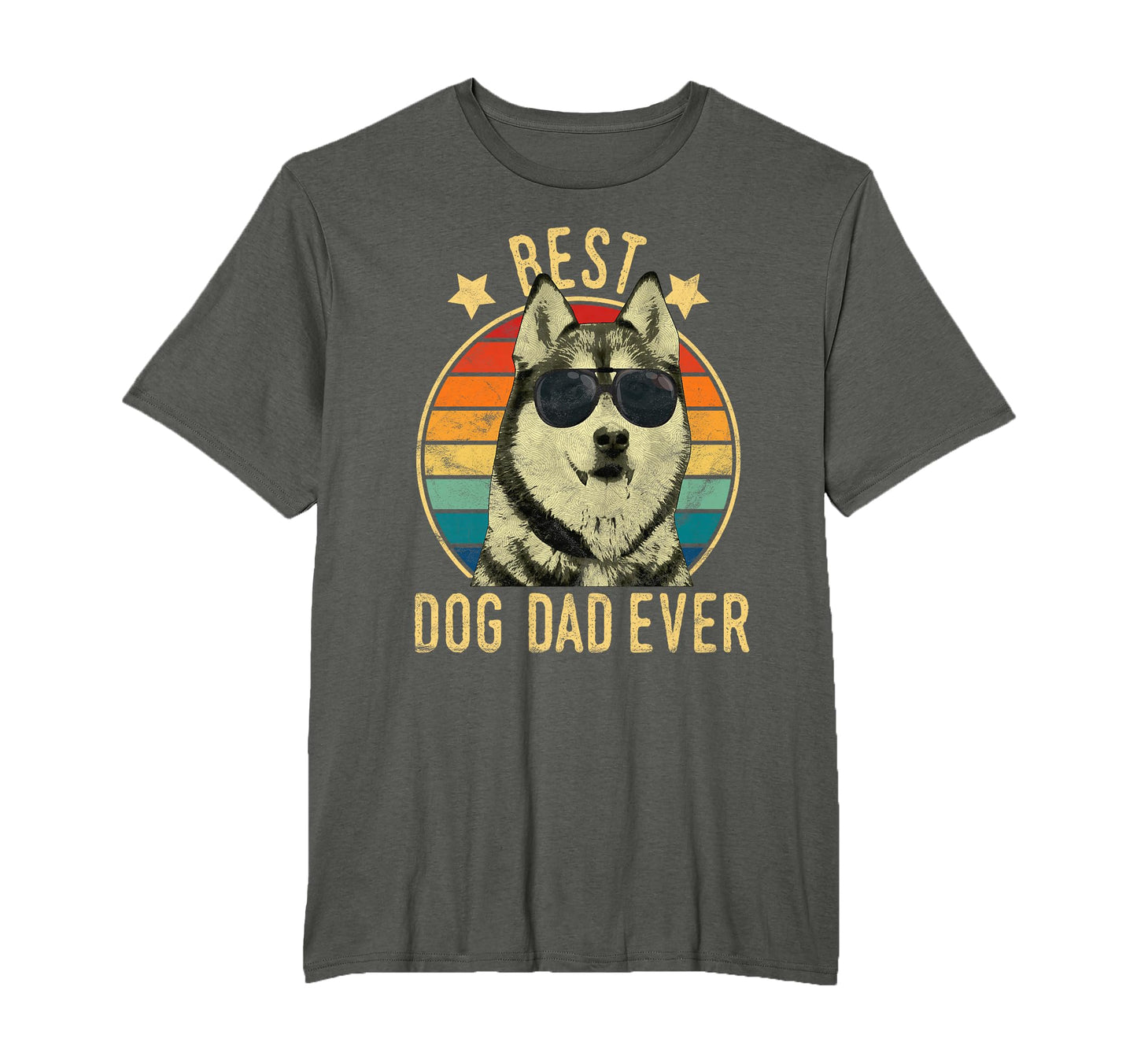 Best Dog Dad Ever Siberian Husky T-Shirt - Custom Art Print for Adults - T-Shirt, Sweatshirt, Hoodie