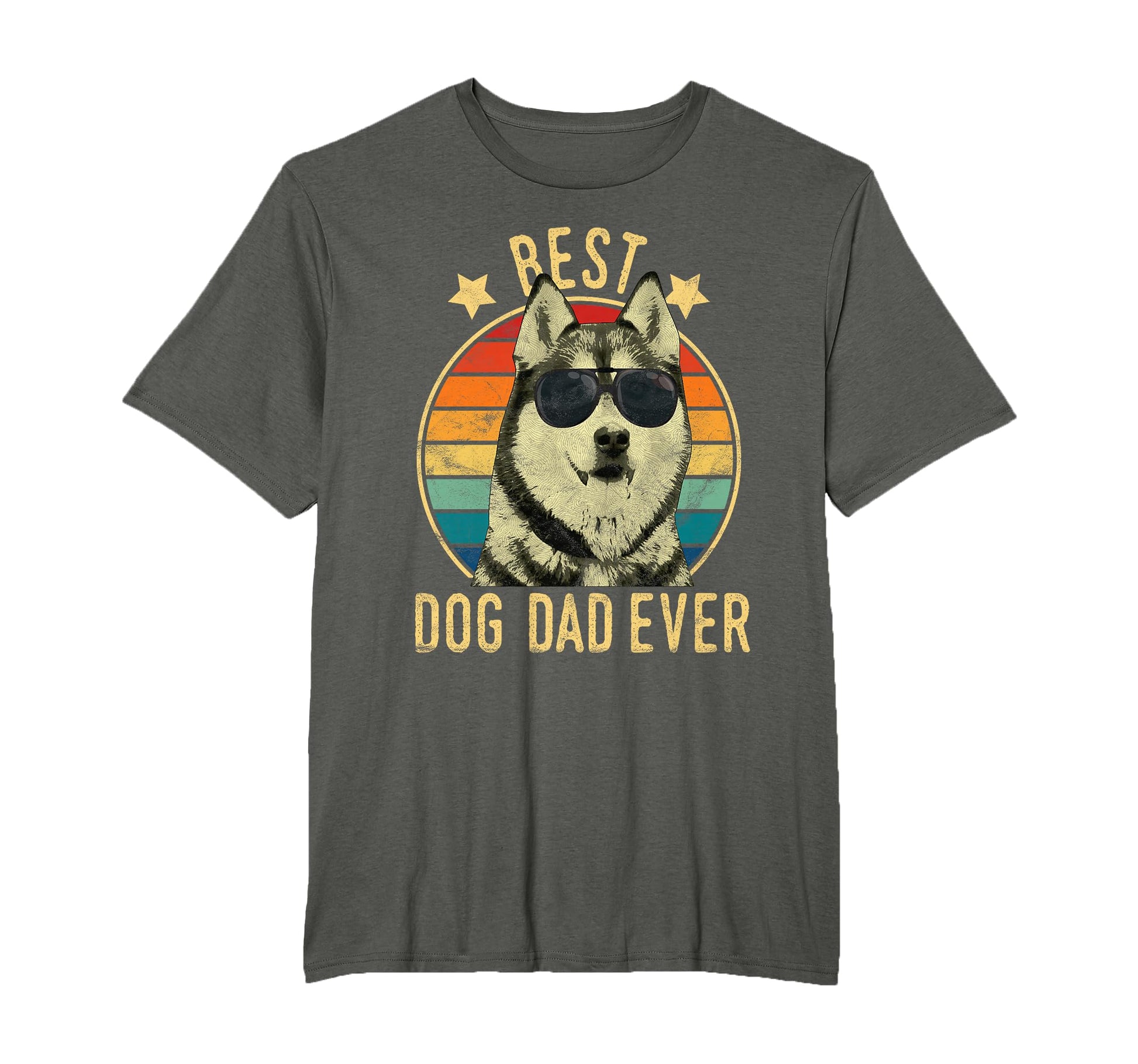 Best Dog Dad Ever Siberian Husky T-Shirt - Custom Art Print for Adults - T-Shirt, Sweatshirt, Hoodie