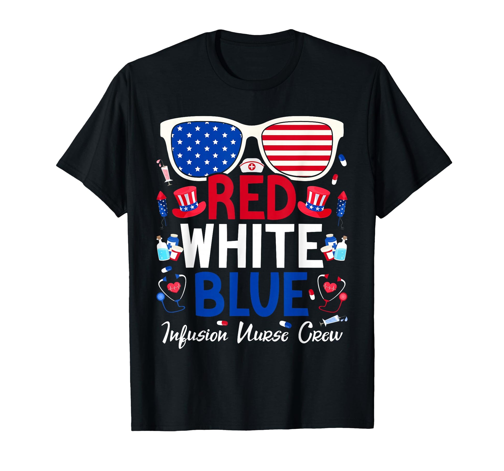 Nurse July 4Th Red White Blue Infusion T-Shirt - Trendy Graphic Men Women - T-Shirt, Sweatshirt, Hoodie