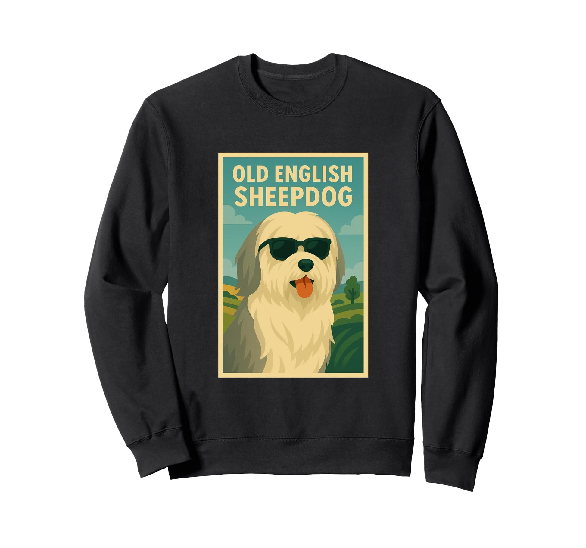 Old English Sheepdog Art Minimalist Sweatshirt - Unique Graphic Men Women - T-Shirt, Sweatshirt, Hoodie